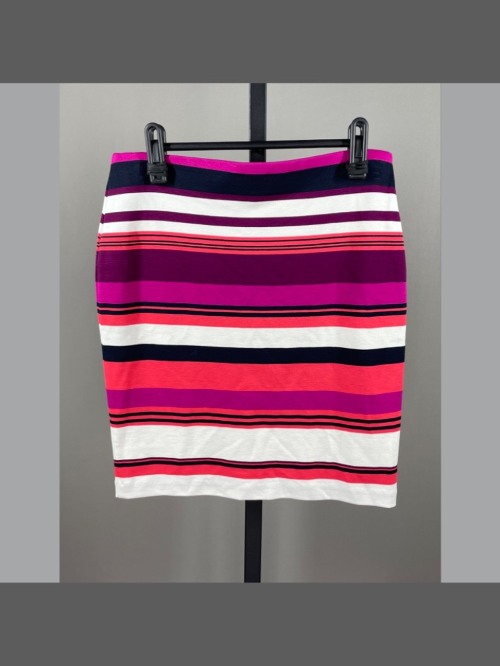 NEW Ann Taylor Skirt Womens 2 petite purple pink stripe pencil preppy classic - Picture 5 of 7